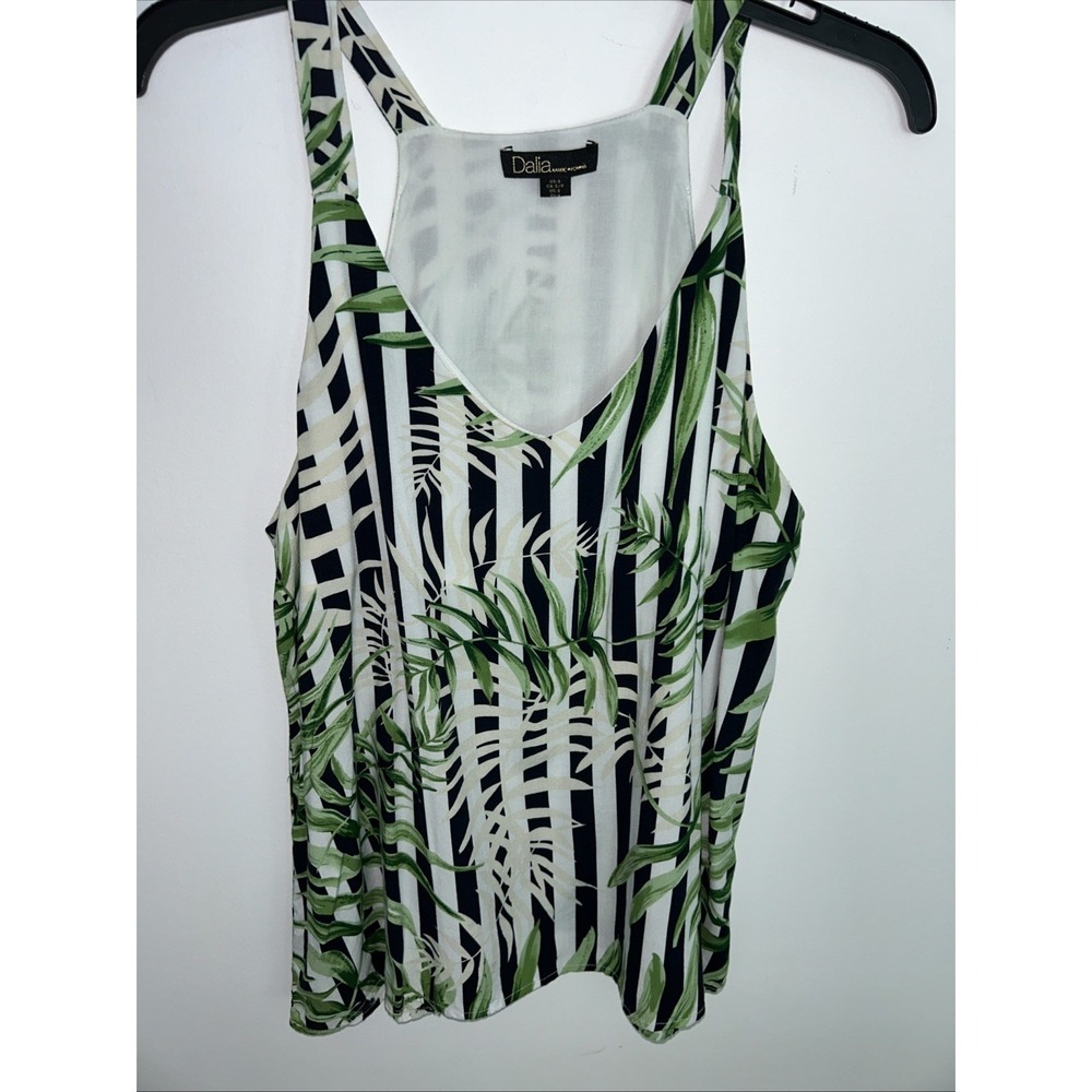 Dalia‎ Women's Tank Top, Small, Black, Green, Tropical Casual Shirt Lightweight